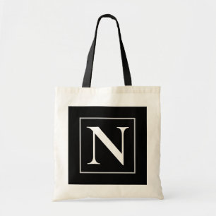 Black and White Business Monogram Tote Bag