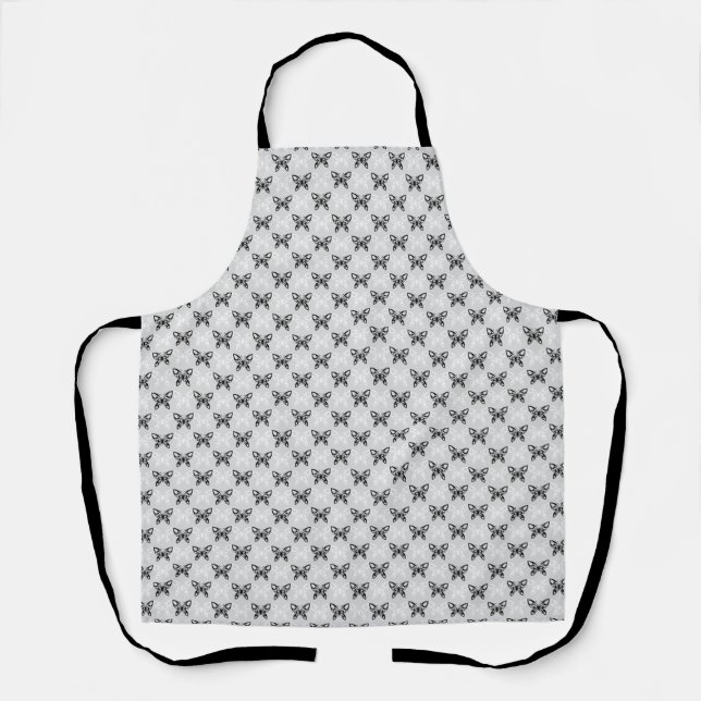 Black and white butterflies apron (Front)