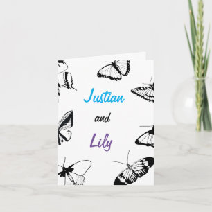 Black and White Butterflies Invitation