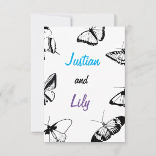 Black and White Butterflies Save The Date