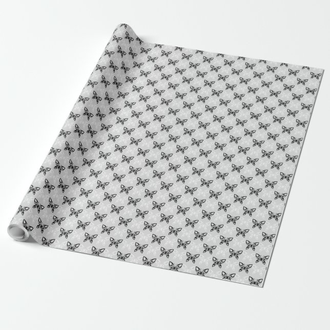 Black and white butterflies wrapping paper (Unrolled)