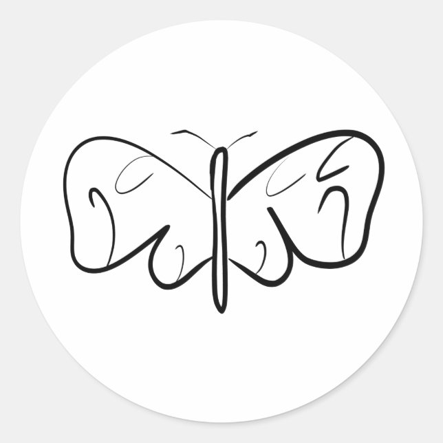 black and white butterfly classic round sticker (Front)