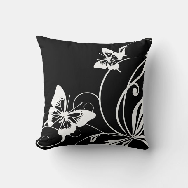 Black and White Butterfly Cushion (Front)