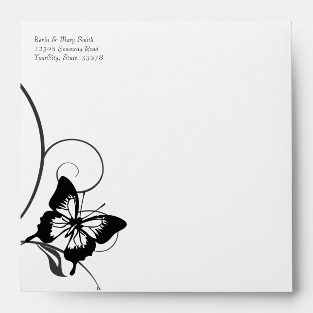 Black and White Butterfly Envelope (Front)