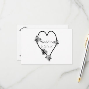 Black And White Butterfly Heart Wedding RSVP