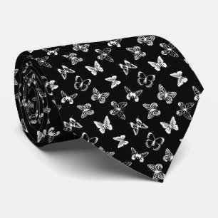 Black and White Butterfly illustration Black  Tie