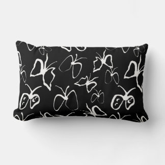 Black and White Butterfly Lumbar Cushion