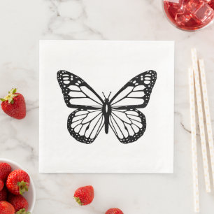 Black and White Butterfly Napkin