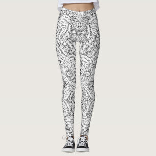Black and White Butterfly Paisley Leggings