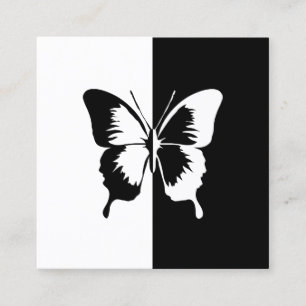 Black and White Butterfly Square Business Card