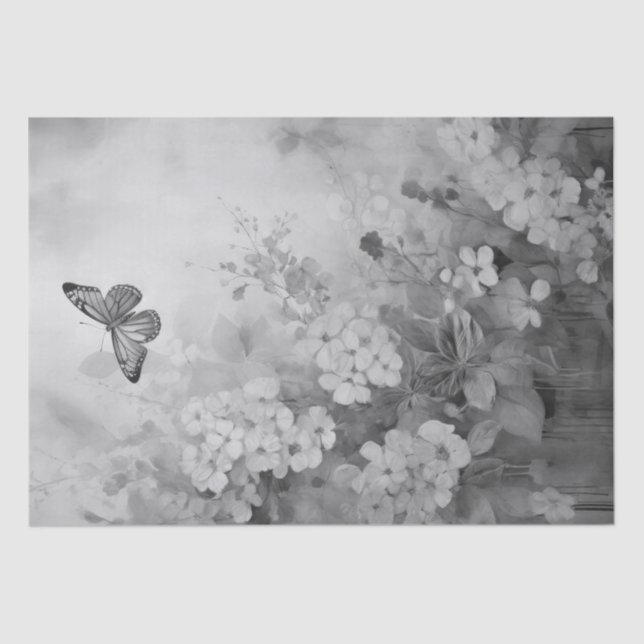 Black and White Butterfly Tissue Paper (Front)