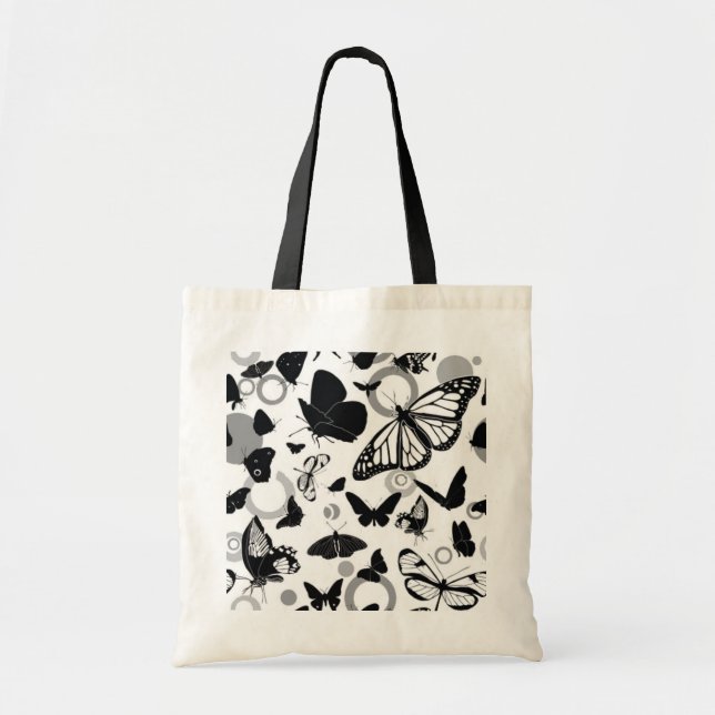 Black and White Butterfly Tote Bag (Front)