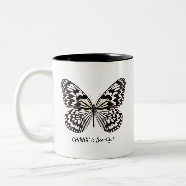 Black and White Butterfly Two-Tone Mug (Left)