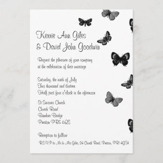 Black and White Butterfly Wedding Invitation