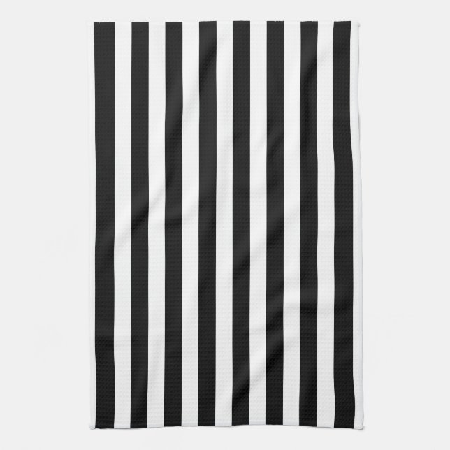 Black and White Cabana Stripe Tea Towel (Vertical)
