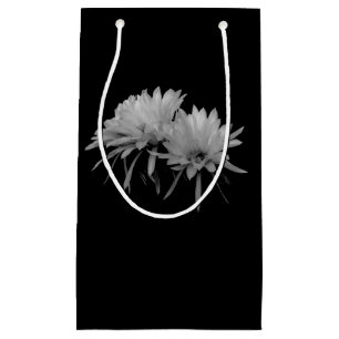 Black and white cactus blooms small gift bag