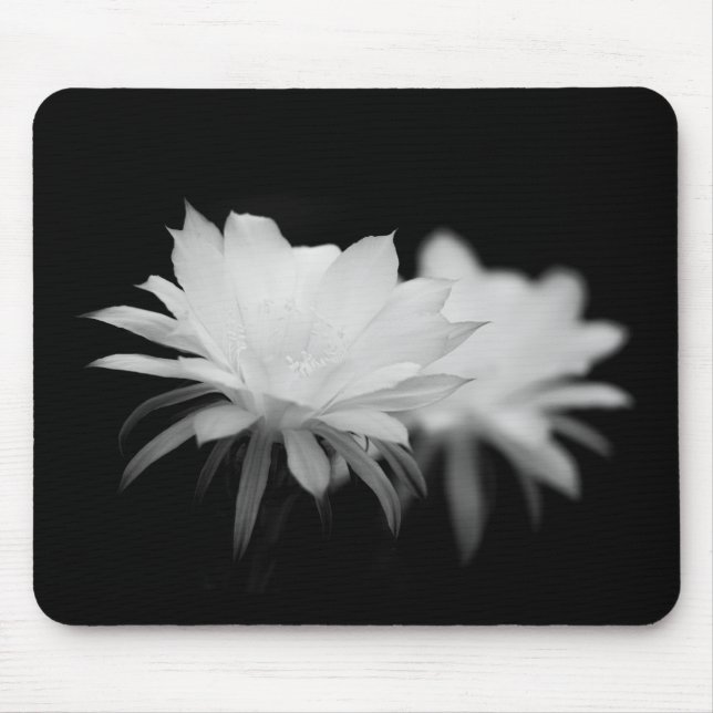 Black and White cactus flower  Mouse Pad (Front)
