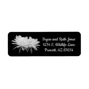 Black and White cactus flower Return Address Label