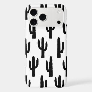Black and white cactus. Modern cacti pattern