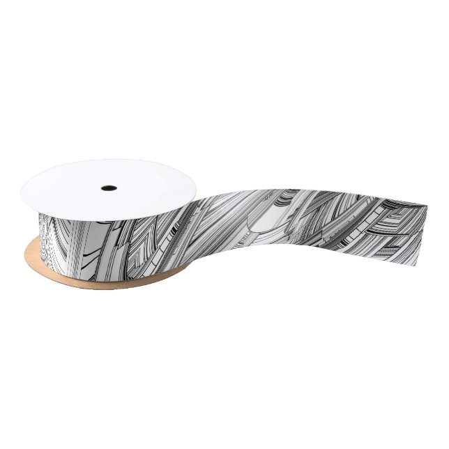 Black and White Calamity Geometric Art Satin Ribbon (Spool)