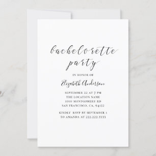 Black and white calligraphy bachelorette party invitation