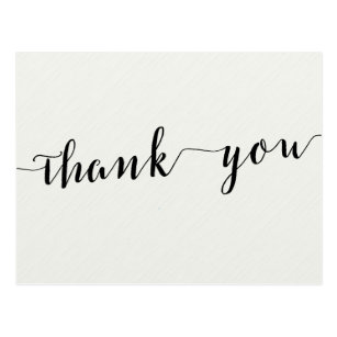 Black And White Calligraphy Thank You Postcards
