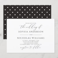 Black and white calligraphy wedding. Polka dots