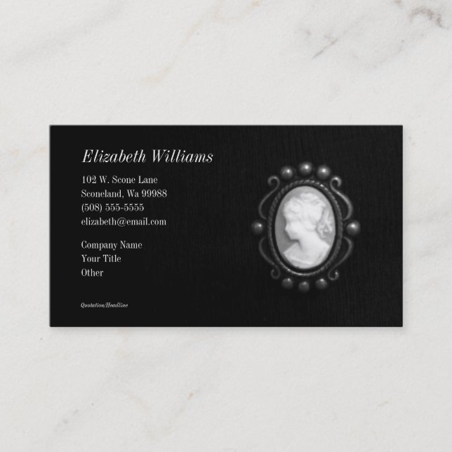 Black and White Cameo Silhouette Business Card (Front)