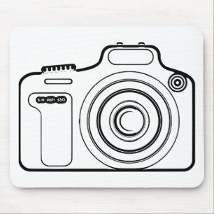 Black and white camera mouse pad