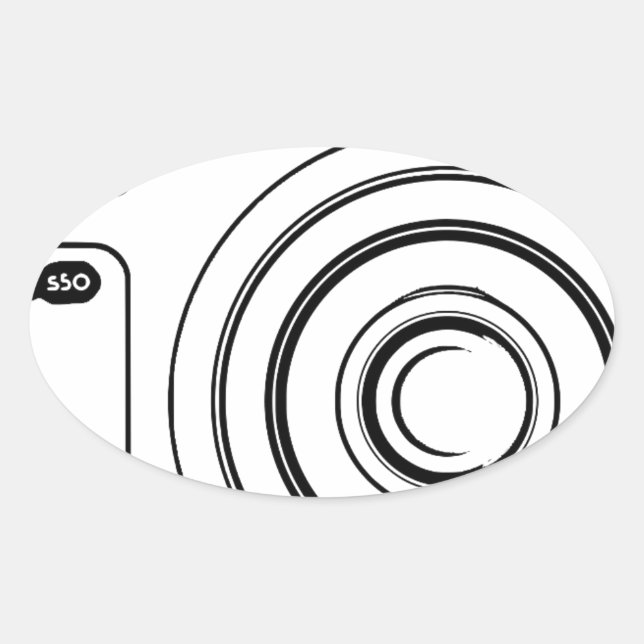 Black and white camera oval sticker (Front)