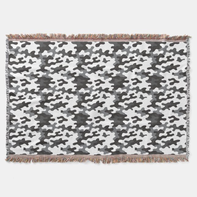 Black and White Camo Throw Blanket (Front)