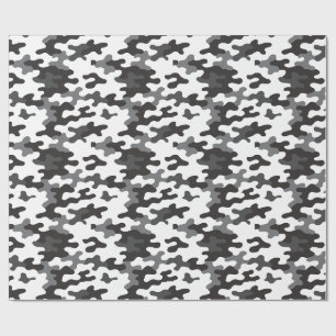 Black and White Camo Wrapping Paper