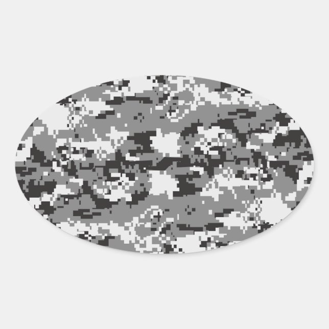 Black and White Camouflage Oval Sticker (Front)