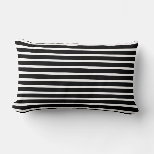 Black And White Camouflage Stripes Patterns Cute Lumbar Cushion (Front)
