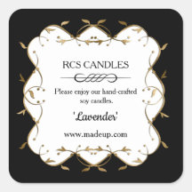 Black and white candle sticker / label