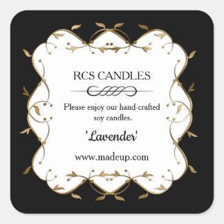 Black and white candle sticker / label
