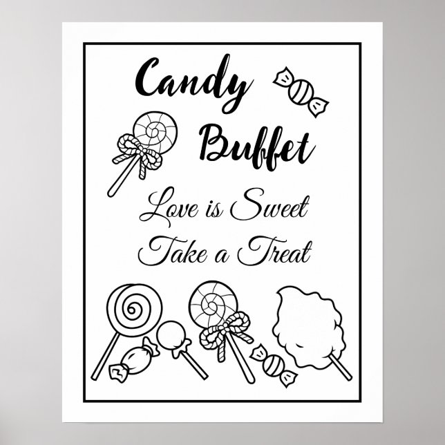 Black and White Candy Buffet Wedding Sign  (Front)