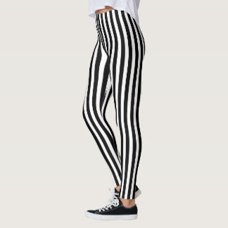 Black and white candy stripes leggings
