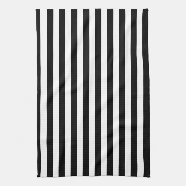 Black and white candy stripes tea towel (Vertical)