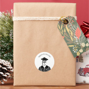 Black and White Cap and Gown Graduation Classic Round Sticker