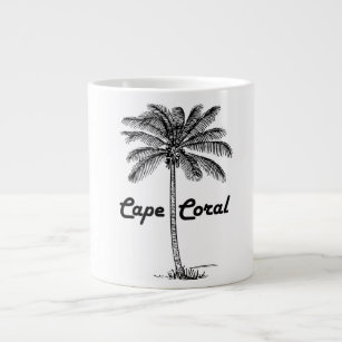 Black and White Cape Coral & Palm design Large Coffee Mug