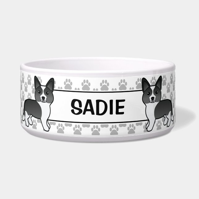Black And White Cardigan Welsh Corgi Dog & Name (Front)