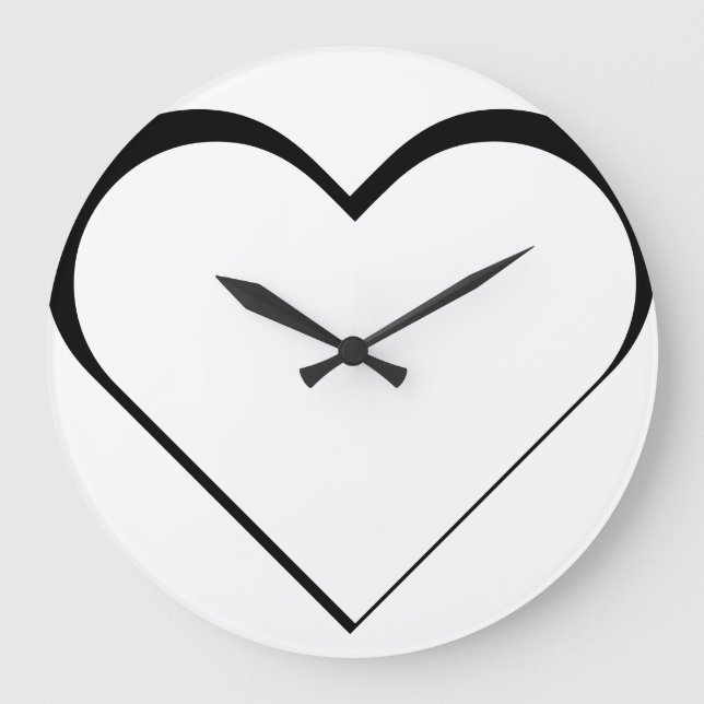 black and white - cardio Heart Large Clock (Front)