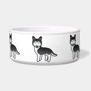 Black And White Cartoon Siberian Husky Dog