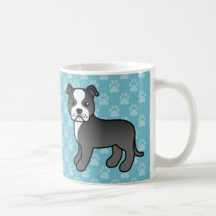 Black And White Cartoon Staffordshire Bull Terrier Coffee Mug