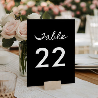 Black and White Casual Calligraphy Table Number