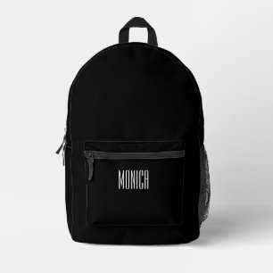 Black and White Casual Name  Printed Backpack