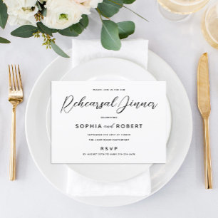 Black and White Casual Rehearsal Dinner Invitation