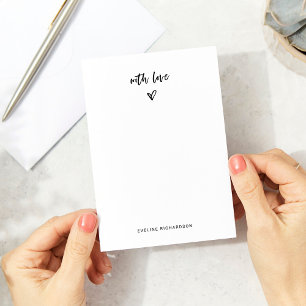 Black and White Casual Script and Heart With Love Card