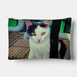 Black and white cat accessory pouch